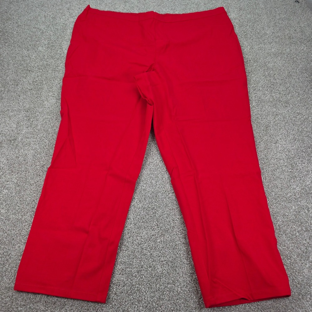New Isaac Mizrahi Live 24/7 Stretch Classic Ankle Pants Red Plus 24W A382720 NWT